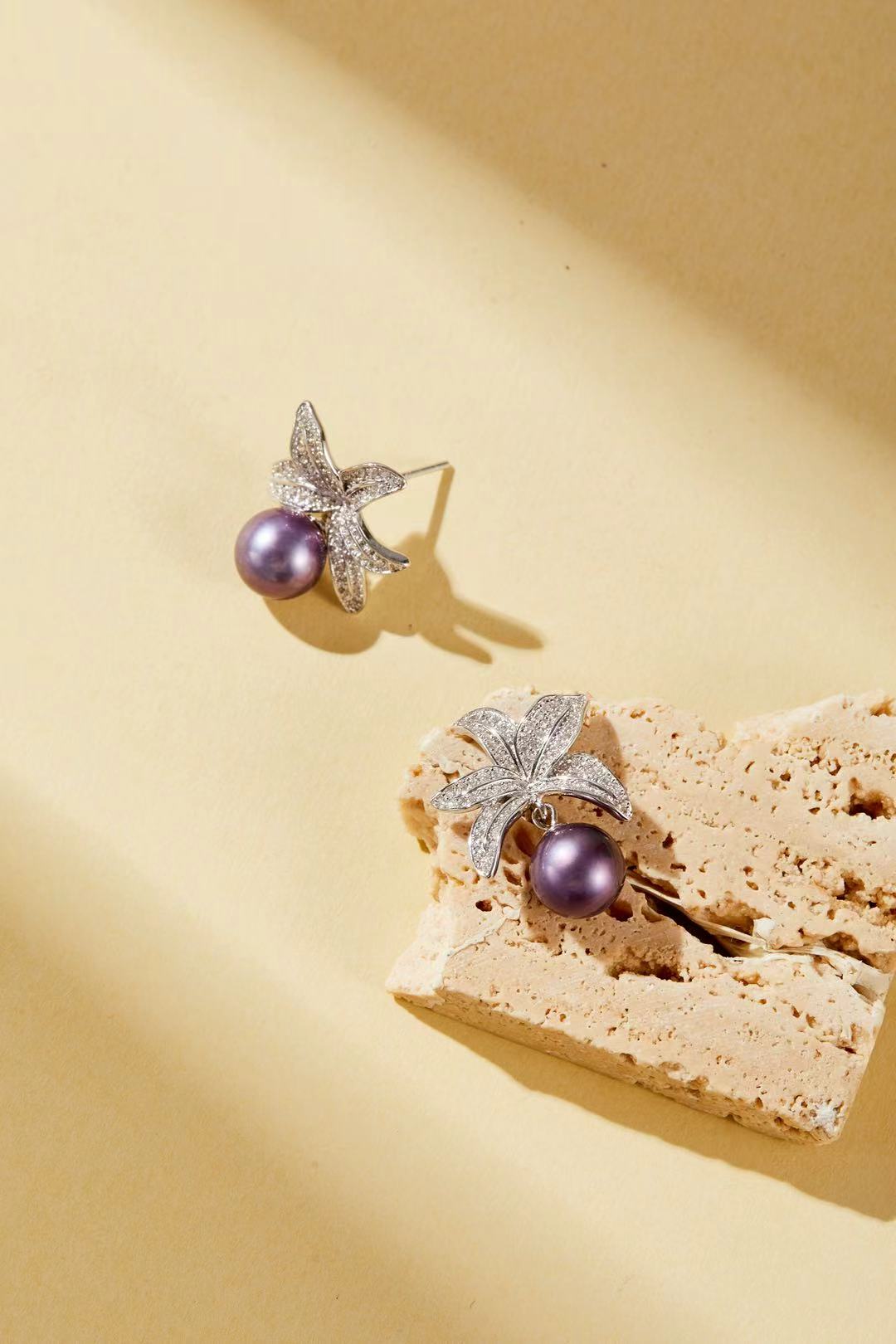 starflower design with purple pearl