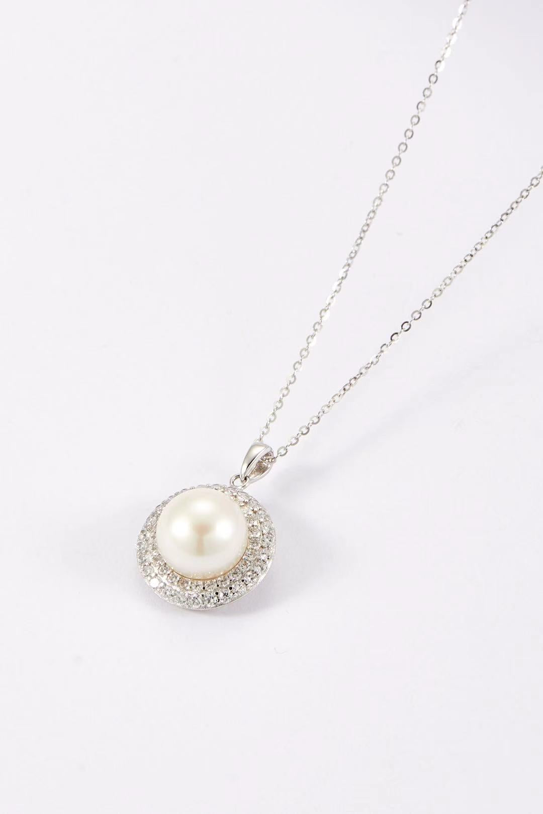 Moonlit Halo white fashion bead necklace with CZ halo by Whitney Jewellery