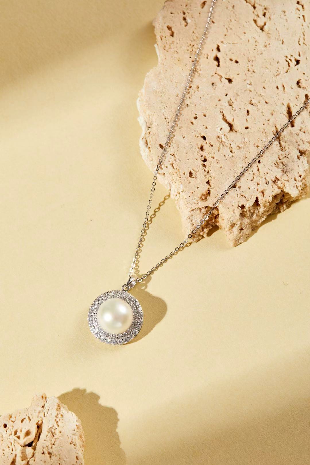 White fashion bead with sparkling cubic zirconia halo close-up